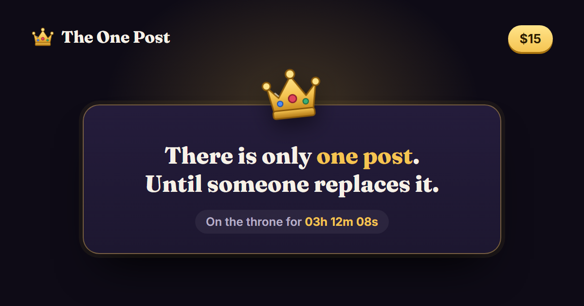 I built a website that only has one post on it. 15USD to replace it.